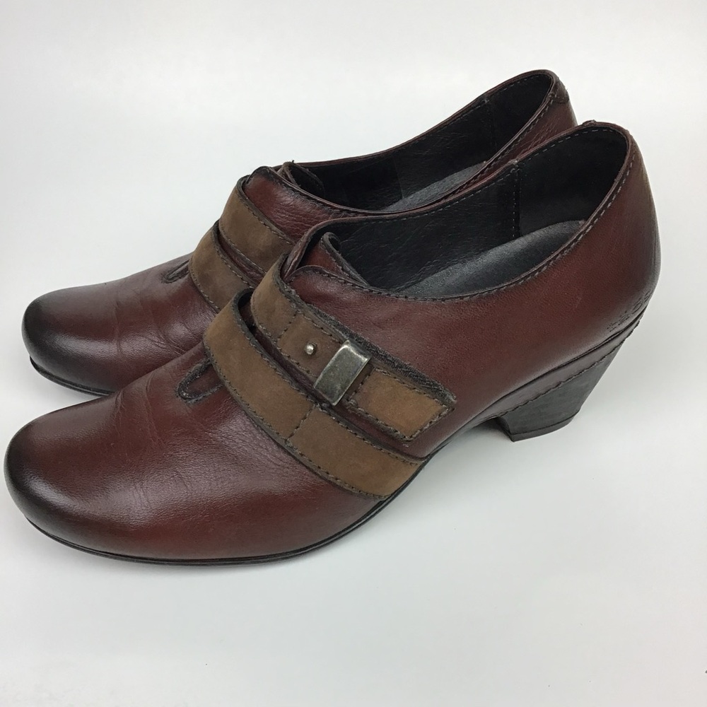 Taos Salto Clogs Booties Shoes Womens 6-6.5 US 37 EU Oxblood/Brown Leather Heels